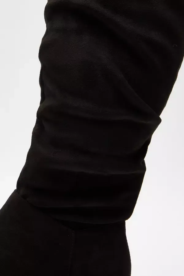 Women Black Faux Suede Ruched Boots Quiz Clothing Boots