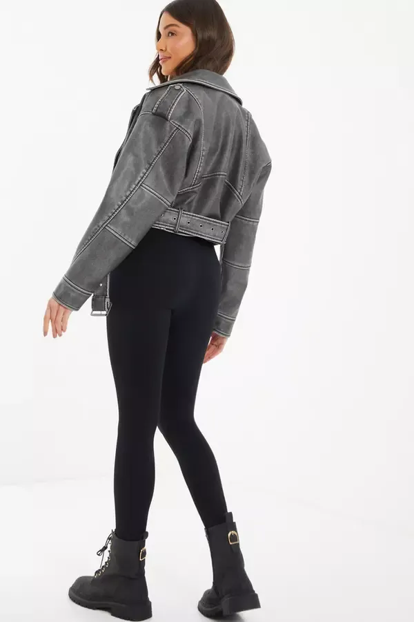 Women Black Knit Ribbed Leggings Quiz Clothing Leggings