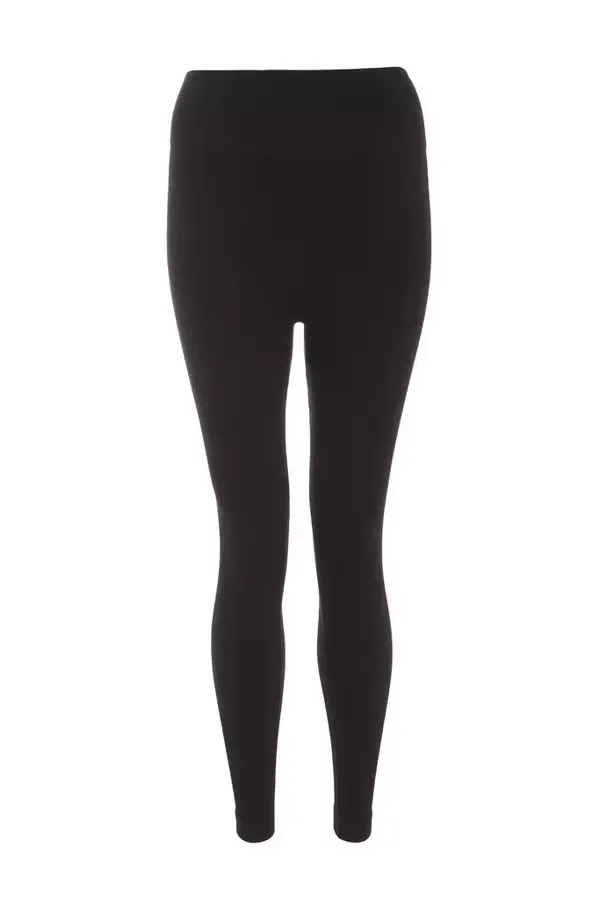 Women Black Knit Ribbed Leggings Quiz Clothing Leggings