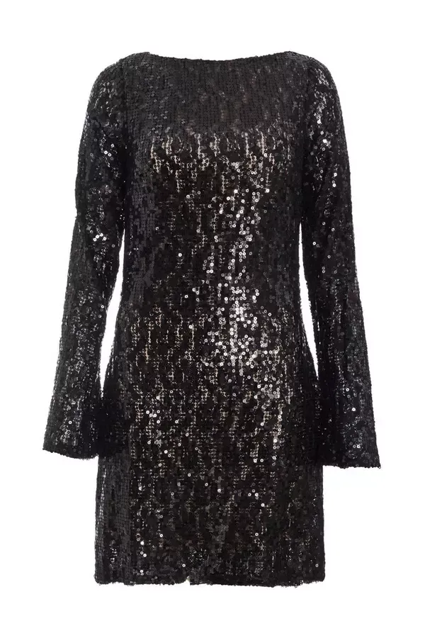 Women Black Sequin Lace Mini Dress Quiz Clothing Dresses