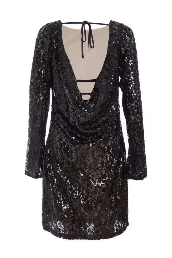 Women Black Sequin Lace Mini Dress Quiz Clothing Dresses