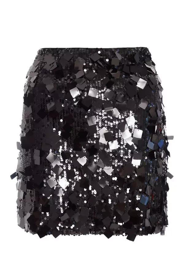 Women Black Sequin Mini Skirt Quiz Clothing Skirts