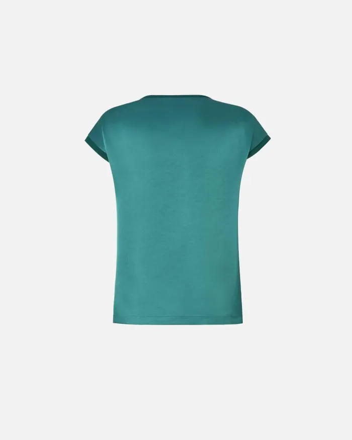Women Blouses Pinko Satin And Georgette Tshirt Blouse Dark Bottle Green Women Blouses Pinko Satin And Georgette Tshirt Blouse Dark Bottle Green