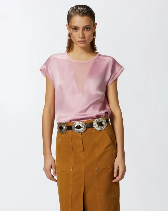 Women Blouses Pinko Satin And Georgette Tshirt Blouse Pinkpolignac
