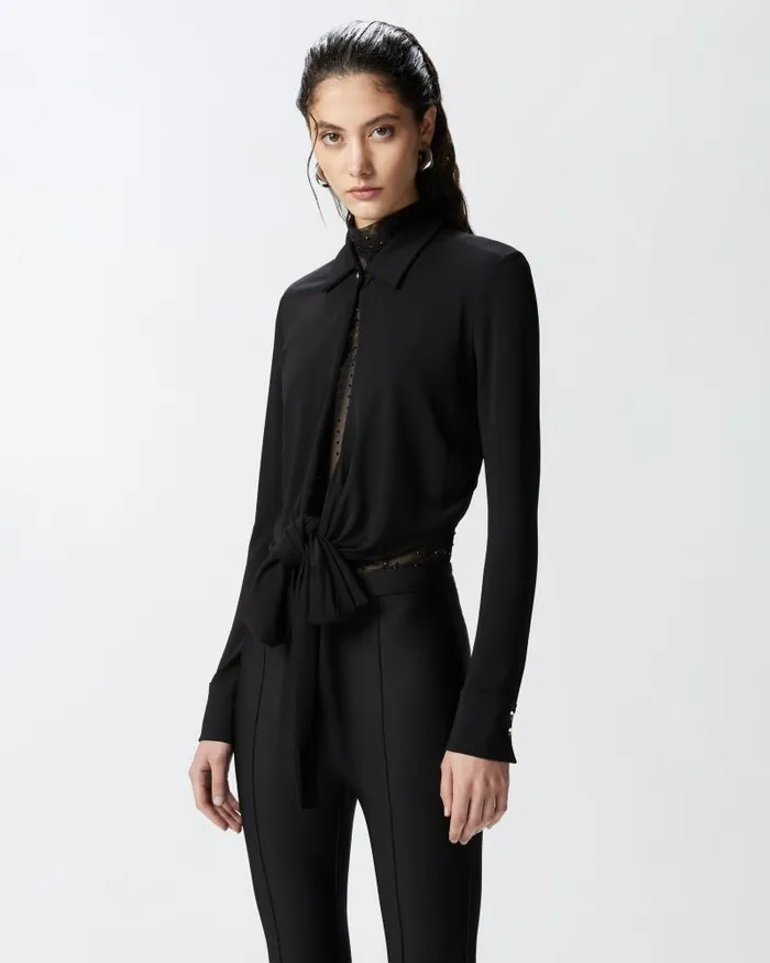 Women Blouses Pinko Short Blouse With Collar Limo Black