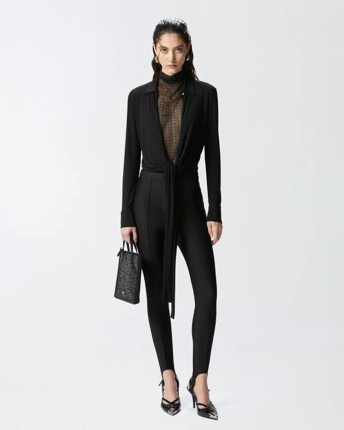 Women Blouses Pinko Short Blouse With Collar Limo Black Women Blouses Pinko Short Blouse With Collar Limo Black