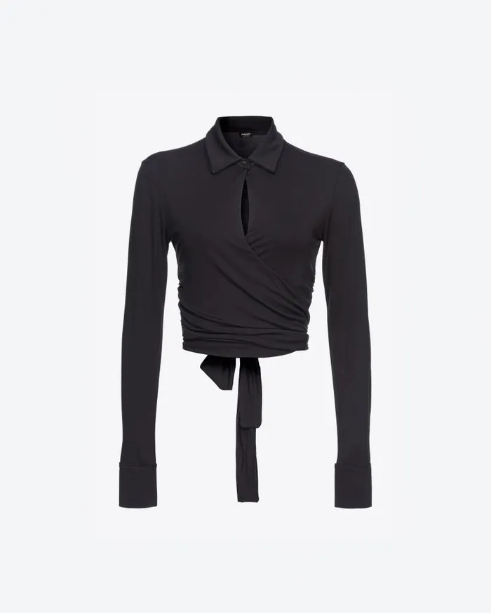 Women Blouses Pinko Short Blouse With Collar Limo Black Women Blouses Pinko Short Blouse With Collar Limo Black