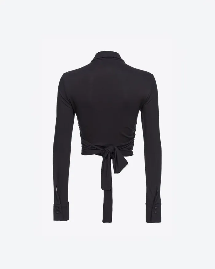 Women Blouses Pinko Short Blouse With Collar Limo Black Women Blouses Pinko Short Blouse With Collar Limo Black