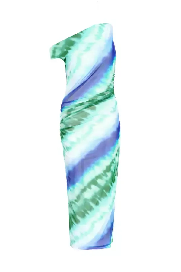 Women Blue Ombre Mesh Asymmetric Midaxi Dress Quiz Clothing Dresses