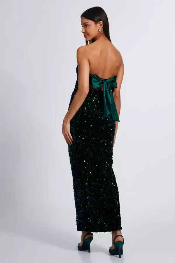 Women Bottle Green Sequin Midaxi Dress Quiz Clothing Dresses