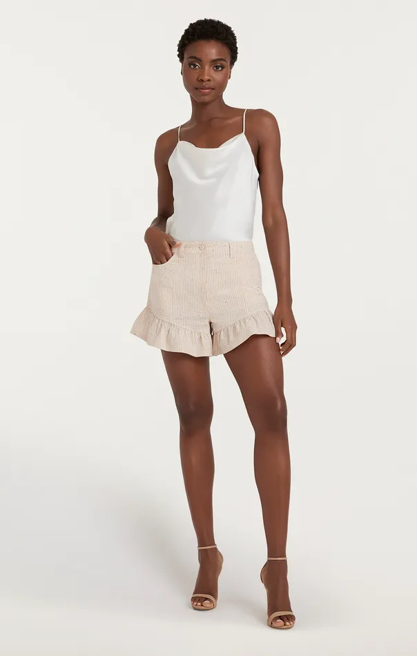 Women Bottoms Cinq Sept Rhinestone Ditsy Neema Short WhitePlaster