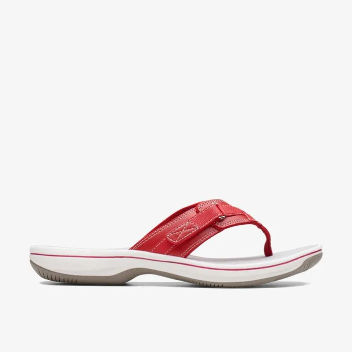 Women Breeze Sea Red Synthetic Clarks Sandals and Flip Flops
