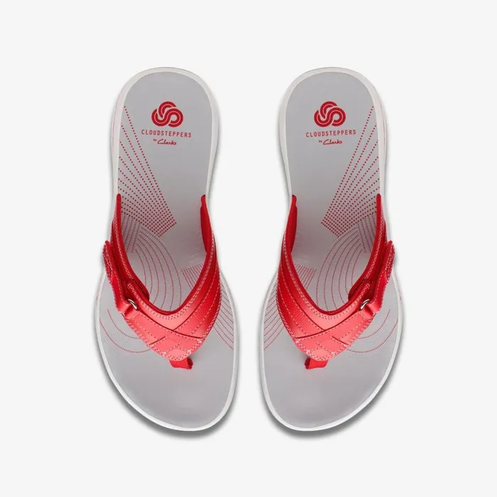 Women Breeze Sea Red Synthetic Clarks Sandals and Flip Flops