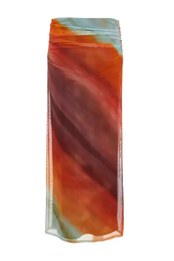 Women Brown Ombre Ruched Maxi Skirt Quiz Clothing Skirts
