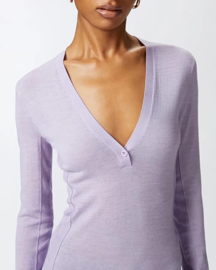 Women Cardigan Pinko Lightweight Wool And Silk Vneck Sweater Dahlia Purple Women Cardigan Pinko Lightweight Wool And Silk Vneck Sweater Dahlia Purple
