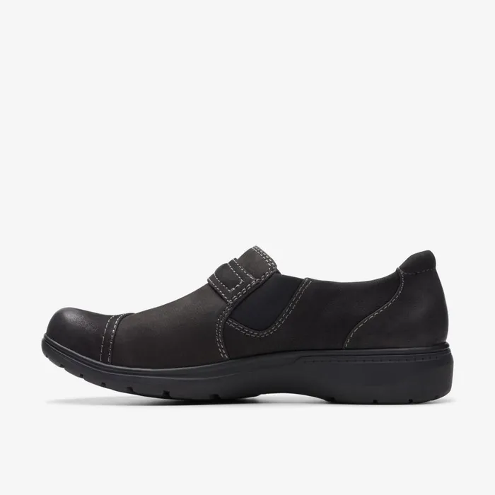 Women Carleigh Pearl Black Nubuck Clarks SlipOns