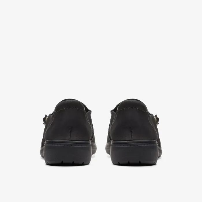 Women Carleigh Pearl Black Nubuck Clarks SlipOns