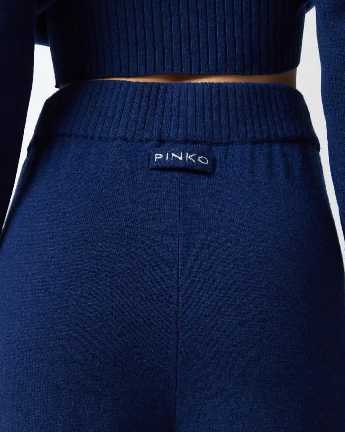 Women Casual Trousers Pinko Knit Cashmereblend Joggers Iris Blue Women Casual Trousers Pinko Knit Cashmereblend Joggers Iris Blue