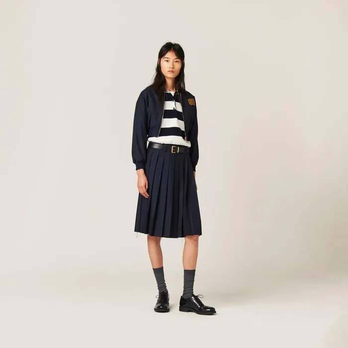 Women Coats And Jackets Miu Miu Batavia Bomber Jacket Navy Women Coats And Jackets Miu Miu Batavia Bomber Jacket Navy