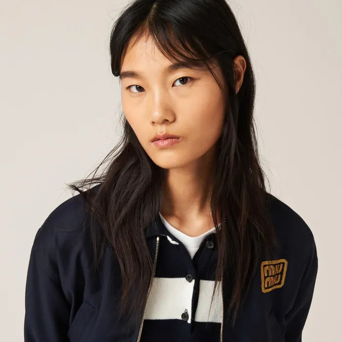 Women Coats And Jackets Miu Miu Batavia Bomber Jacket Navy Women Coats And Jackets Miu Miu Batavia Bomber Jacket Navy