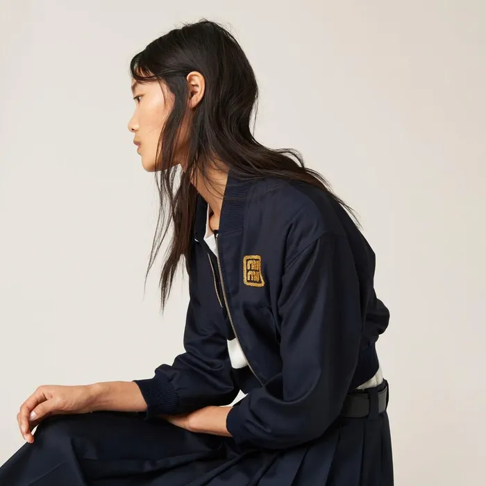 Women Coats And Jackets Miu Miu Batavia Bomber Jacket Navy Women Coats And Jackets Miu Miu Batavia Bomber Jacket Navy