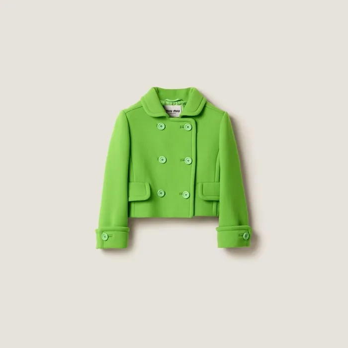 Women Coats And Jackets Miu Miu Doublebreasted Natt Jacket Apple Green