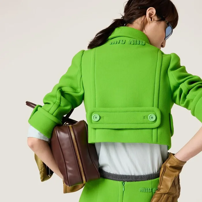 Women Coats And Jackets Miu Miu Doublebreasted Natt Jacket Apple Green Women Coats And Jackets Miu Miu Doublebreasted Natt Jacket Apple Green