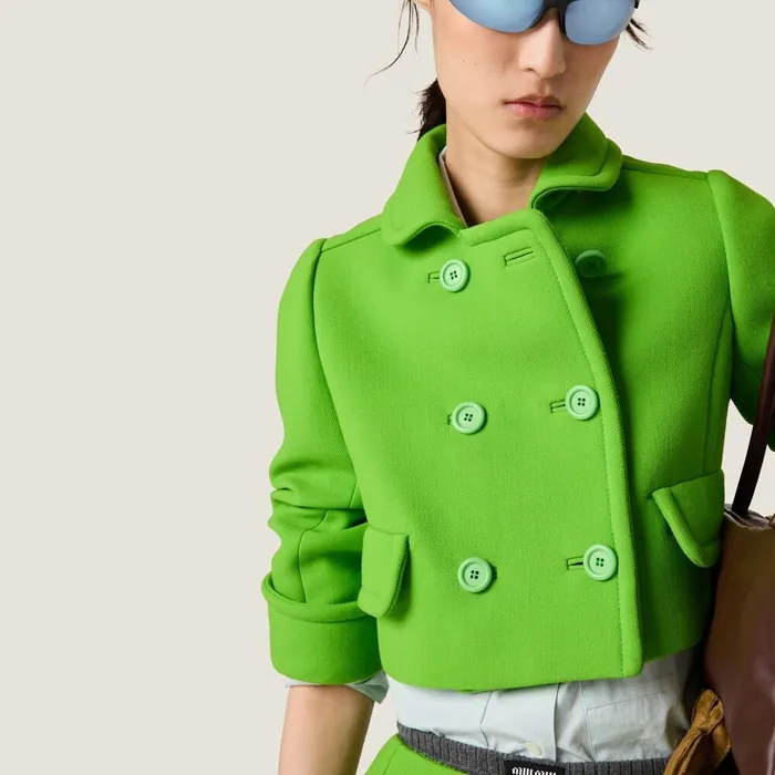 Women Coats And Jackets Miu Miu Doublebreasted Natt Jacket Apple Green Women Coats And Jackets Miu Miu Doublebreasted Natt Jacket Apple Green