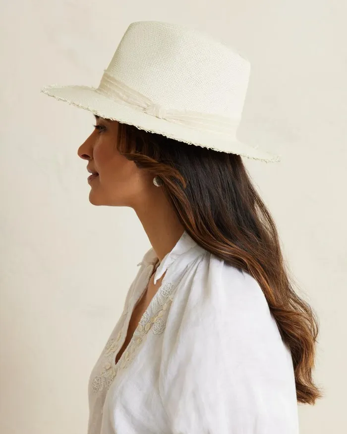 Women Crochet Raffia Fedora Hat Natural Tommy Bahama Hats and Caps