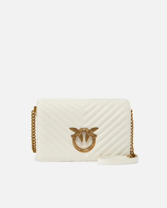 Women Crossbody Bags Pinko Classic Love Bag Click Chevron Whitewhiteantique Gold