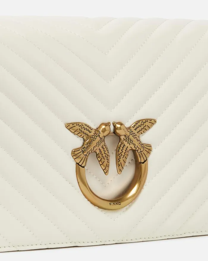 Women Crossbody Bags Pinko Classic Love Bag Click Chevron Whitewhiteantique Gold Women Crossbody Bags Pinko Classic Love Bag Click Chevron Whitewhiteantique Gold