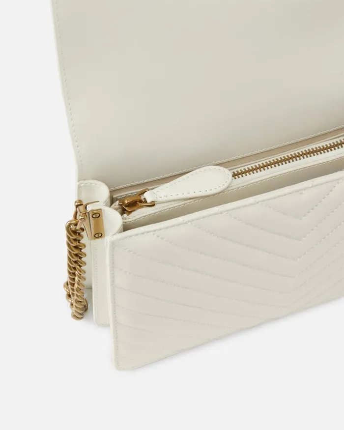 Women Crossbody Bags Pinko Classic Love Bag Click Chevron Whitewhiteantique Gold Women Crossbody Bags Pinko Classic Love Bag Click Chevron Whitewhiteantique Gold