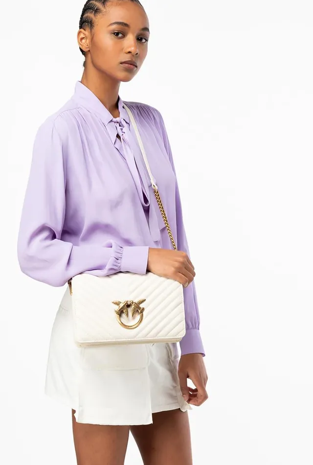 Women Crossbody Bags Pinko Classic Love Bag Click Chevron Whitewhiteantique Gold Women Crossbody Bags Pinko Classic Love Bag Click Chevron Whitewhiteantique Gold