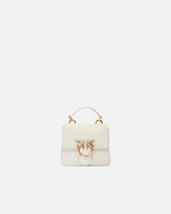 Women Crossbody Bags Pinko Micro LoveBag One Top Handle Light Whitewhiteantique Gold