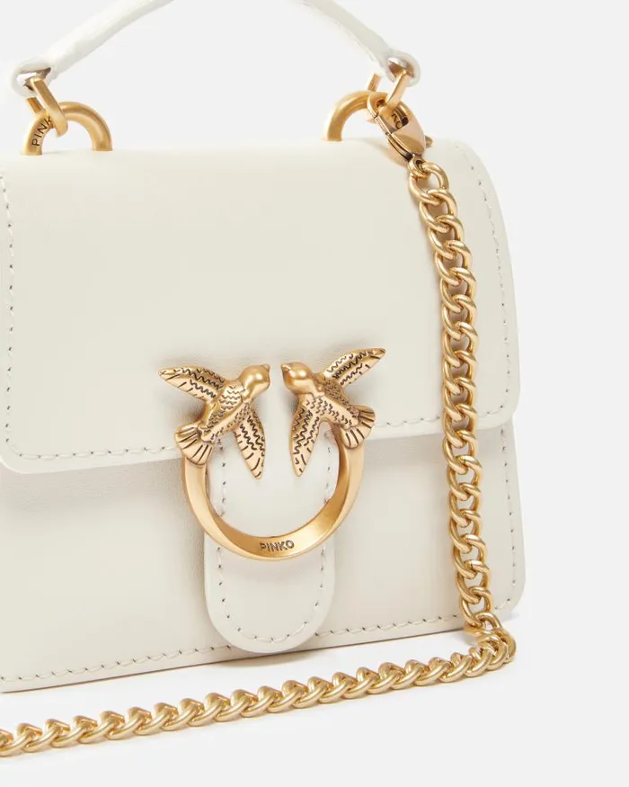 Women Crossbody Bags Pinko Micro LoveBag One Top Handle Light Whitewhiteantique Gold Women Crossbody Bags Pinko Micro LoveBag One Top Handle Light Whitewhiteantique Gold