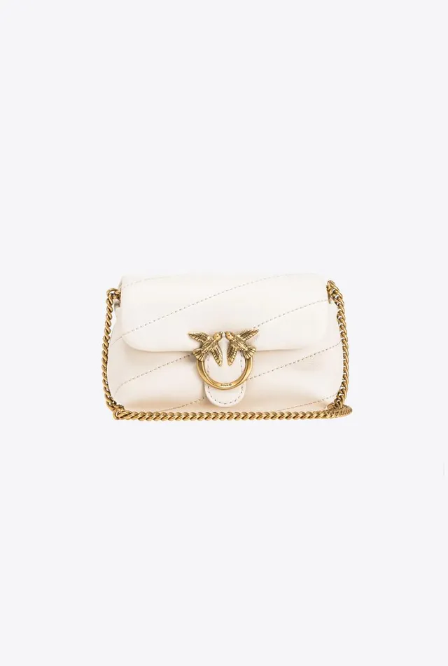 Women Crossbody Bags Pinko Micro Love Bag Puff Whitewhiteantique Gold
