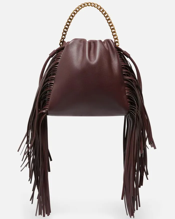 Women Crossbody Bags Pinko Soft Leather Bag With Fringes Choc Bitterantiquegold