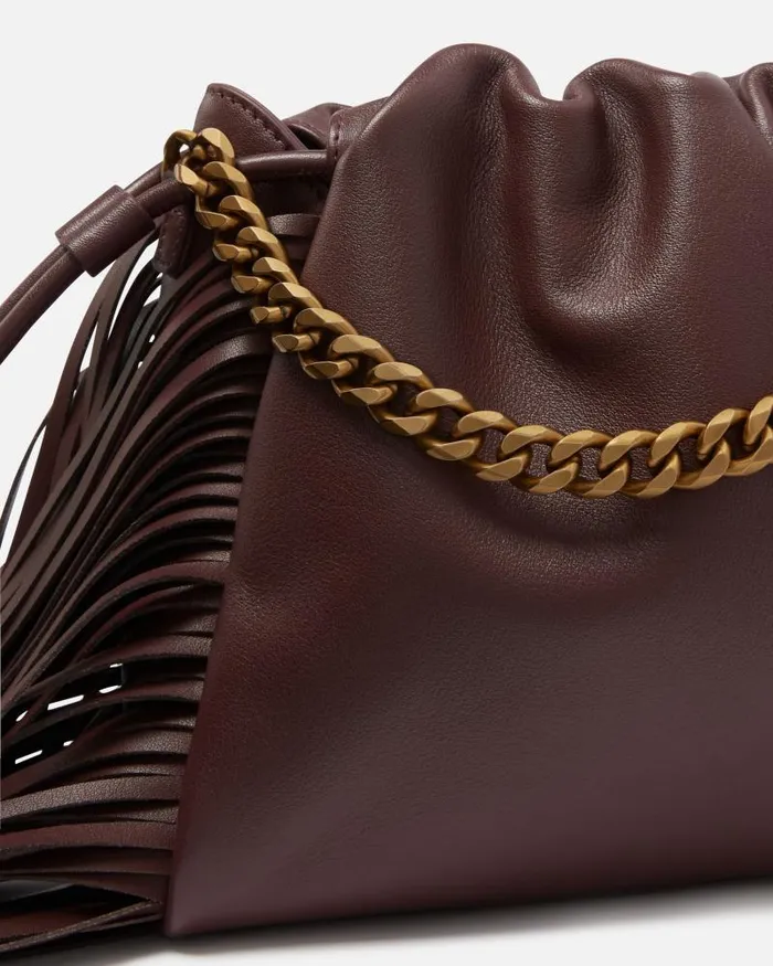 Women Crossbody Bags Pinko Soft Leather Bag With Fringes Choc Bitterantiquegold Women Crossbody Bags Pinko Soft Leather Bag With Fringes Choc Bitterantiquegold