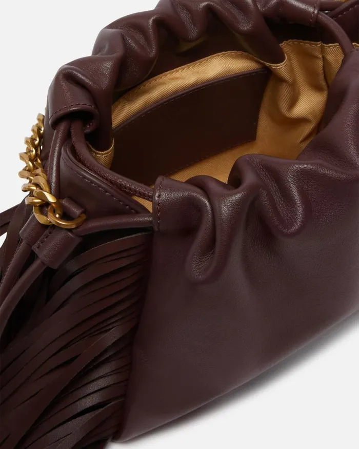 Women Crossbody Bags Pinko Soft Leather Bag With Fringes Choc Bitterantiquegold Women Crossbody Bags Pinko Soft Leather Bag With Fringes Choc Bitterantiquegold