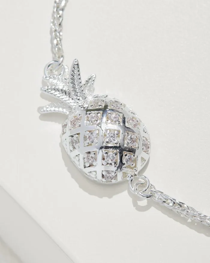 Women Crystal Collection Silver Pineapple PullTie Bracelet Silver Tommy Bahama Jewelry Collections