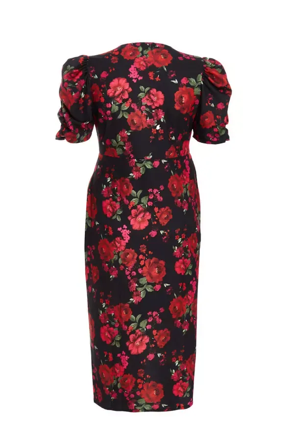 Women Curve Black Floral Wrap Midi Dress Quiz Clothing Dresses