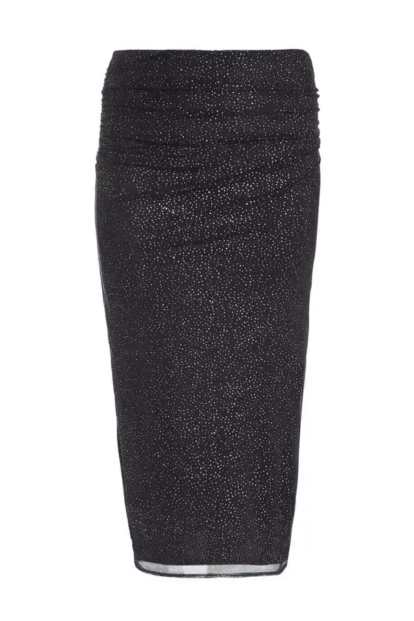 Women Curve Black Glitter Mesh Midaxi Skirt Quiz Clothing CoOrds