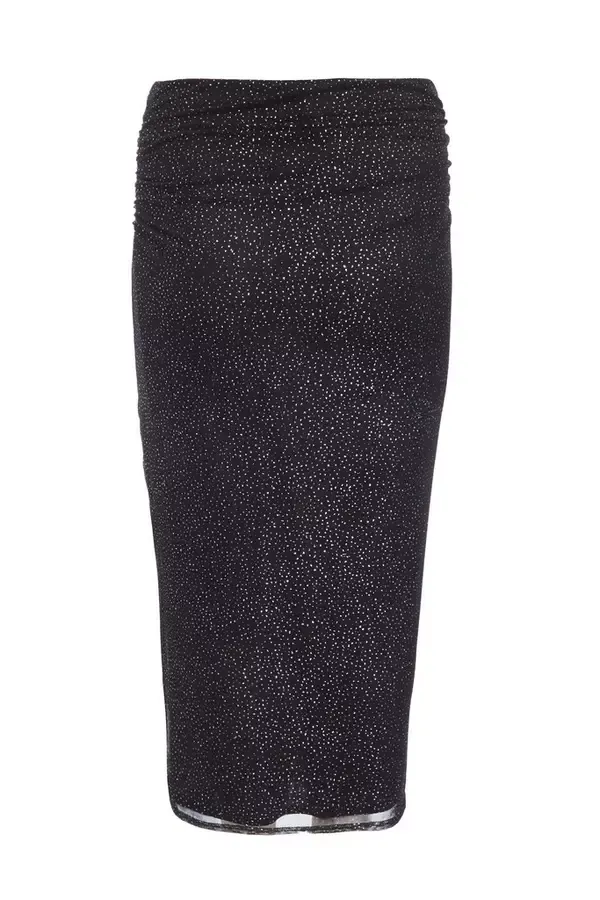 Women Curve Black Glitter Mesh Midaxi Skirt Quiz Clothing CoOrds