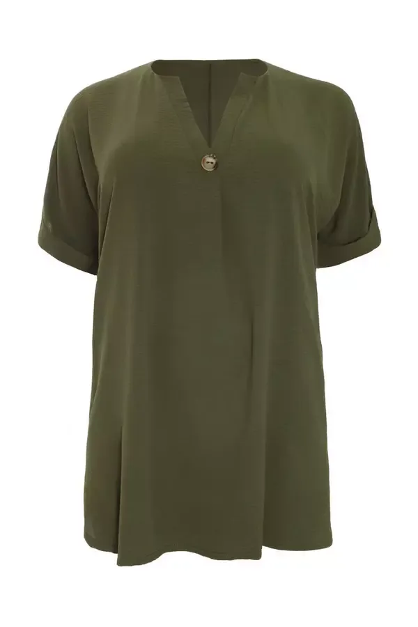 Women Curve Khaki Batwing Tunic Top Quiz Clothing Casual Clothing