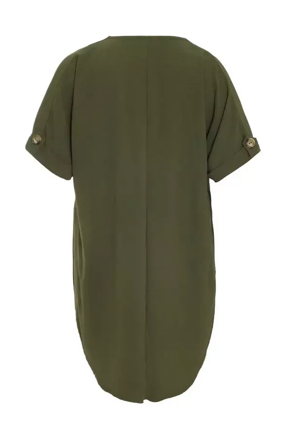 Women Curve Khaki Batwing Tunic Top Quiz Clothing Casual Clothing