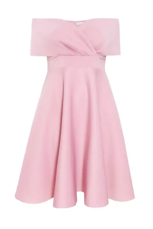 Women Curve Pink Midi Skater Dress Quiz Clothing Dresses