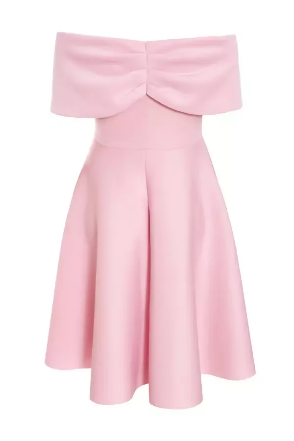 Women Curve Pink Midi Skater Dress Quiz Clothing Dresses