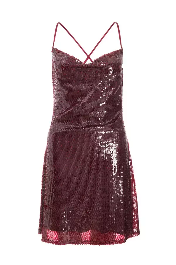 Women Dark Red Sequin Mini Dress Quiz Clothing Going Out