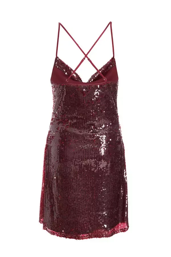 Women Dark Red Sequin Mini Dress Quiz Clothing Going Out
