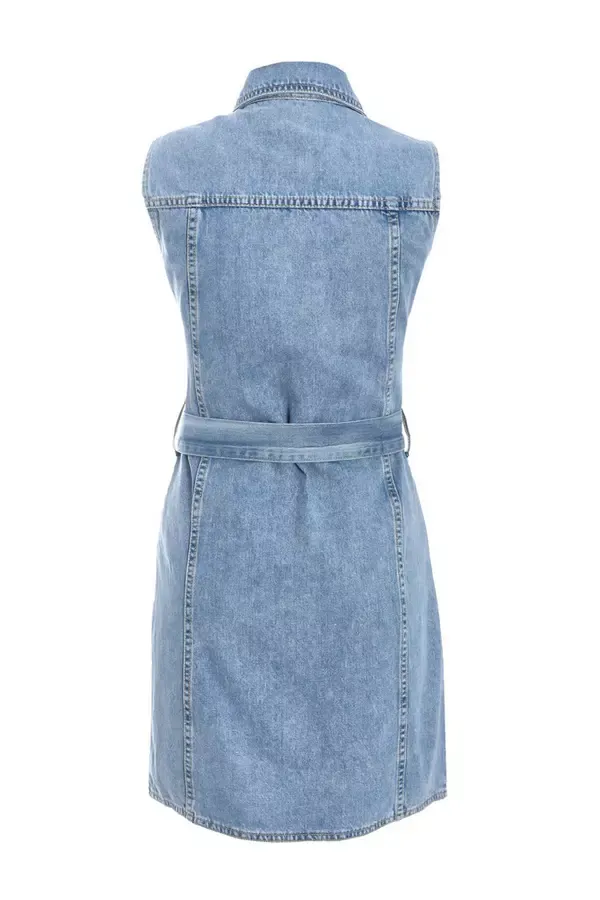 Women Denim Shirt Mini Dress Quiz Clothing Dresses